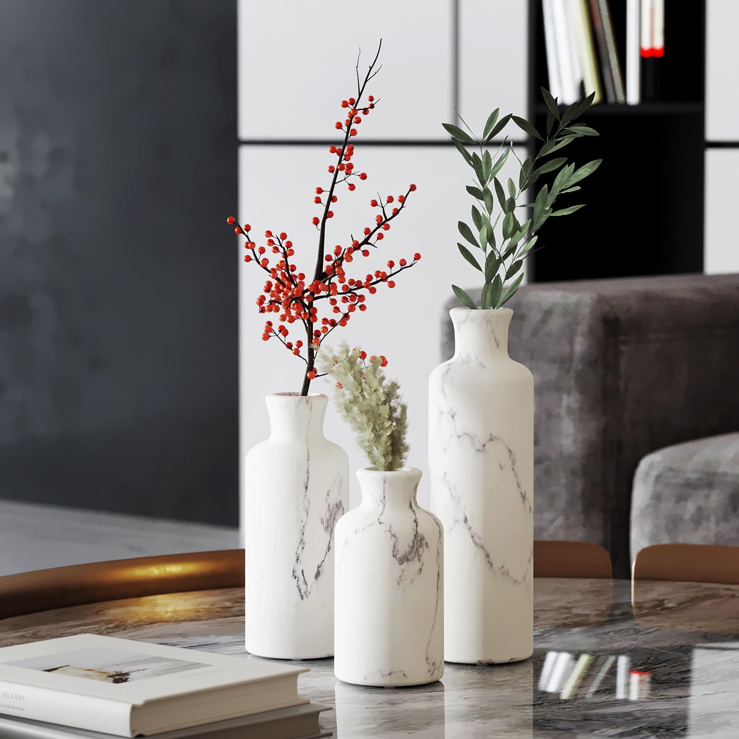 Serene Marble Desk Vases
